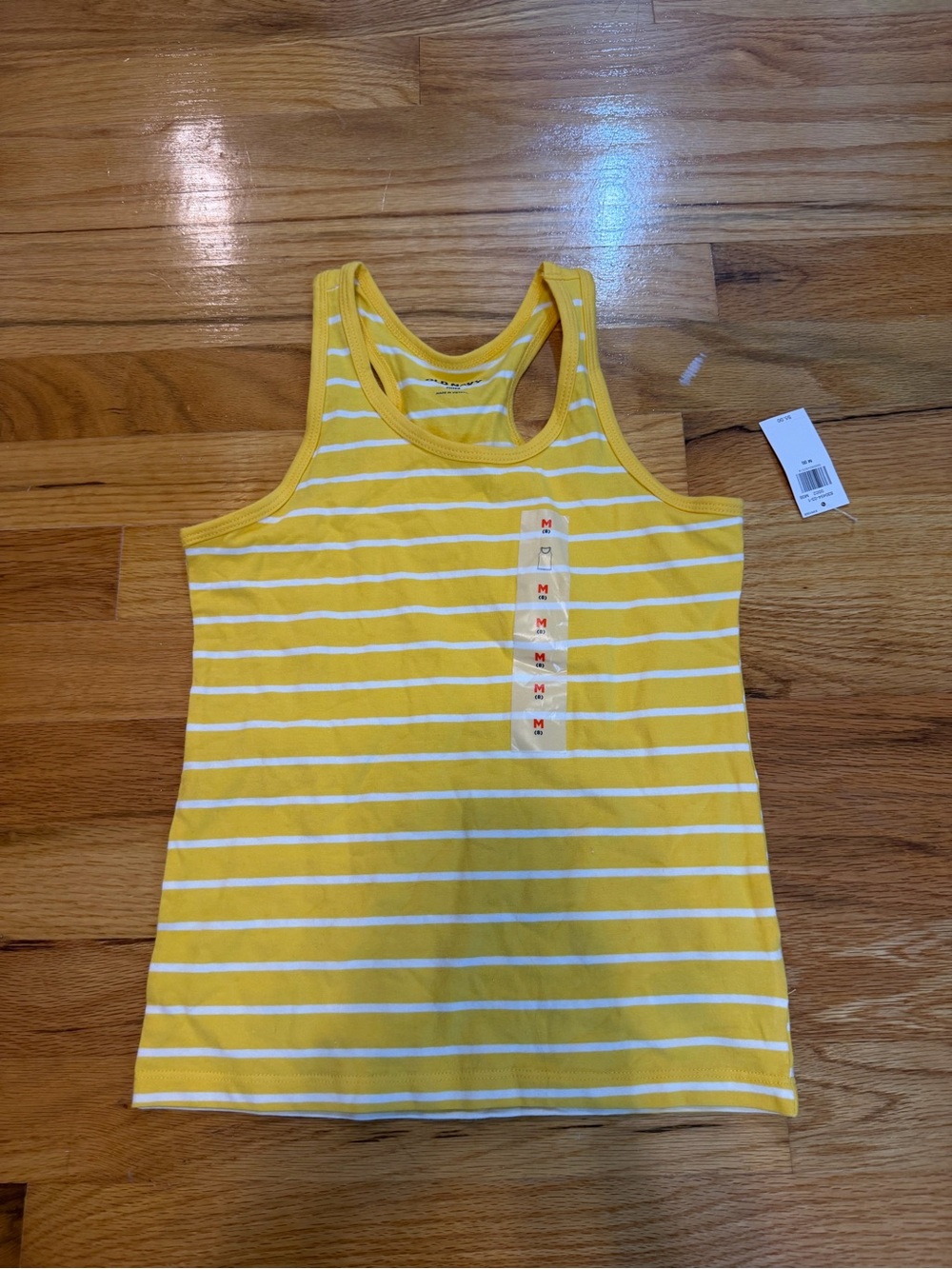Old Navy Yellow and White Striped Racerback Tank Top